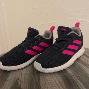 Adidas Girls 8K Racer Sneakers With Blue And Pink Tie Up Pink Logo